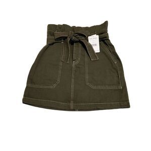 Free People 'Splendor in the Grass' Green Paperbag Tie Waist Skirt Size 0 NEW